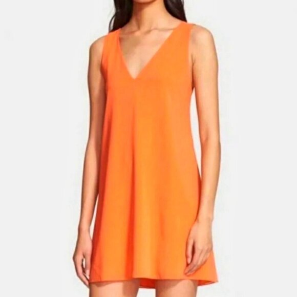 Alice + Olivia Dresses & Skirts - Alice + Olivia Orange V-Neck Shift Dress Size 8 Sleeveless A-Line Mini